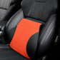 Car lumbar pillow in bright orange with breathable mesh grid front