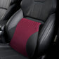 Car lumbar pillow in burgundy red with breathable mesh grid front