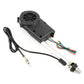 Car antenna motor module with coiled wiring harness and base, black and silver