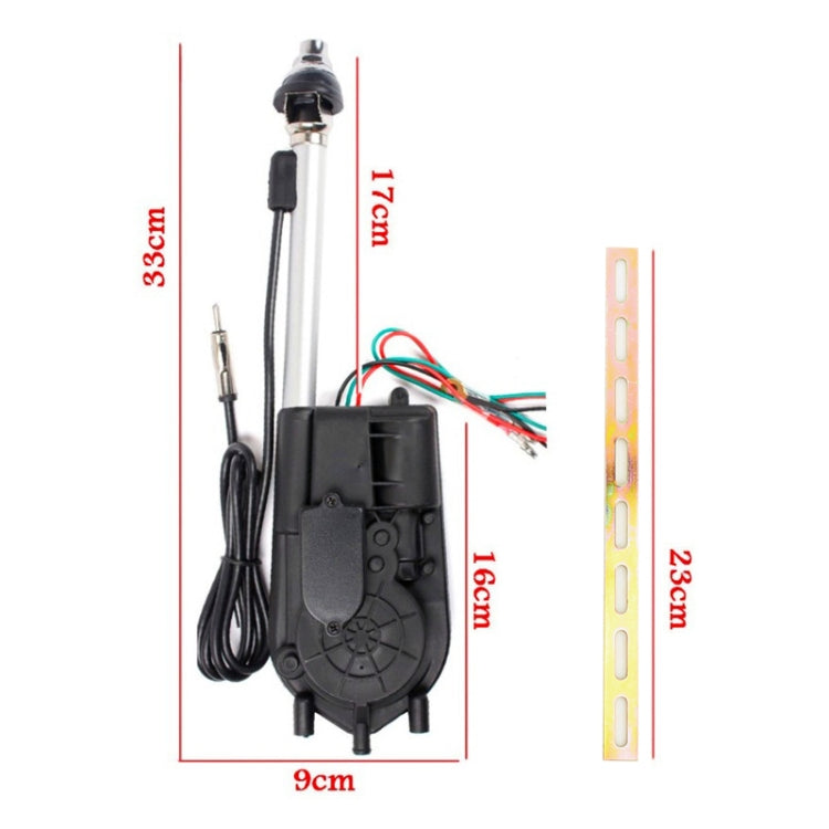 Car automatic expansion antenna control box with wiring, bracket strip, and antenna mast