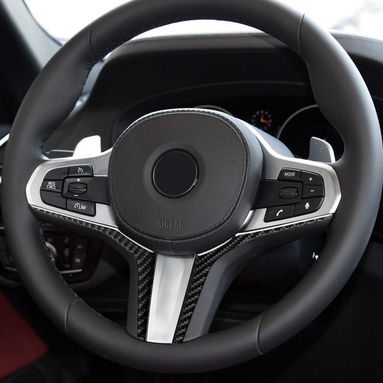 Installed steering wheel lower panel carbon-fiber trim on steering spokes