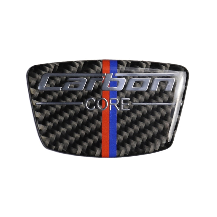Carbon fiber-look B-pillar badge sticker with blue and red center stripe
