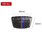 Carbon fiber-look B-pillar sticker with blue and red stripes and embossed logo