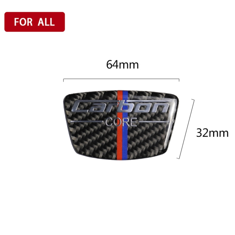 Carbon fiber-look B-pillar sticker with blue and red stripes and embossed logo