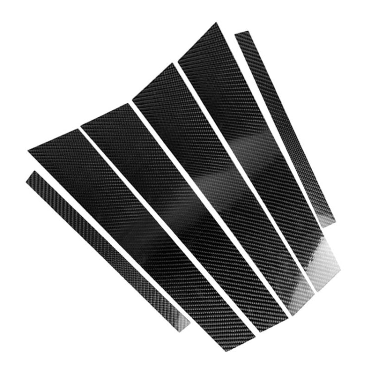 Carbon-fiber style B-pillar trim strips, angled view of multiple pieces