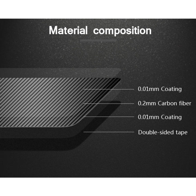 Layered carbon-fiber B-pillar trim sticker cross-section with double-sided tape