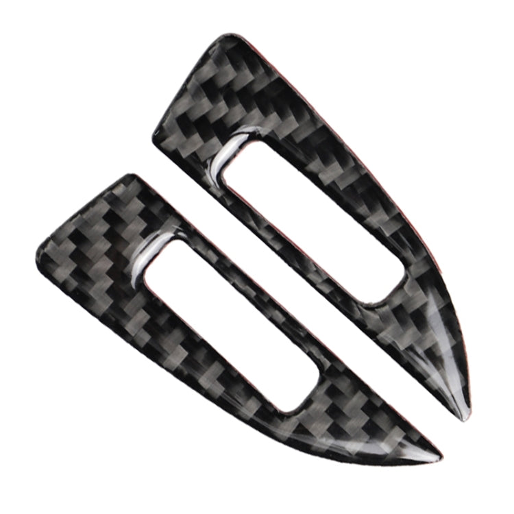 Set of two carbon fiber air vent adjustment trim inserts with rectangular cutouts