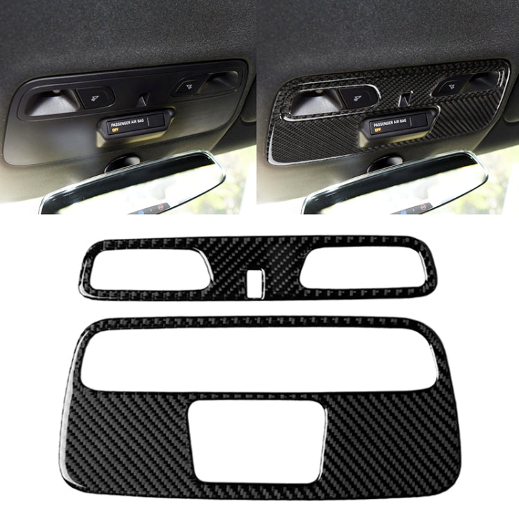 Black carbon-fiber dome light panel sticker set for car interior
