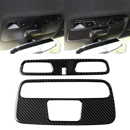 Black carbon-fiber dome light panel sticker set for car interior