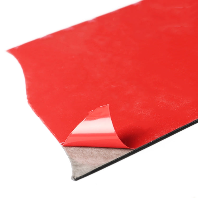 Carbon fiber decorative sticker backing with red protective film and black panel
