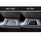 Black carbon fiber steering wheel lower trim decal installed in lower panel