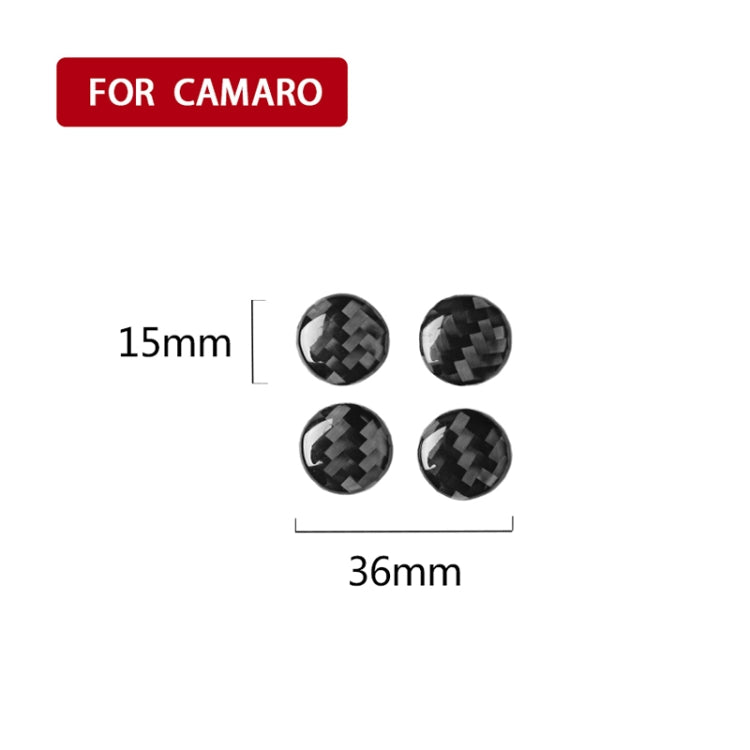 Four-pack of round carbon-fiber look air vent stickers, top-down view