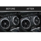 Car interior dashboard vents shown with and without four air outlet stickers