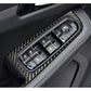 Carbon fiber window button panel sticker cover with control buttons, black and silver