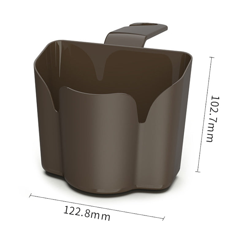 Car back seat hanging trash bin, brown-gray plastic with open top