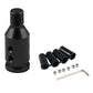 Black threaded gear shift knob adapter kit with mounting holes, caps, screws, wrench