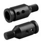 Black threaded gear shift knob adapter pair with end cap and side mounting holes