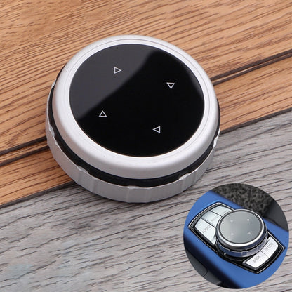 Multi-function IDRIVE knob cover: silver rim, black face with arrow icons