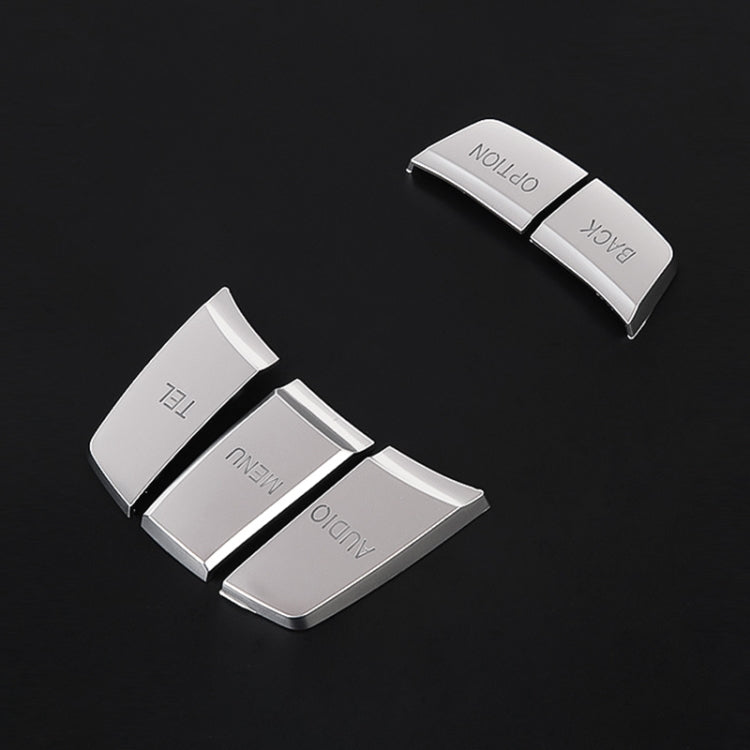 Five-piece silver iDrive button sticker set with raised chrome trims