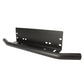 Black universal license plate bracket frame holder with curved bar and perforated mounting plate