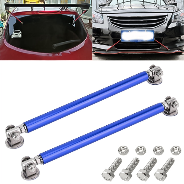 Car lip support bars, blue metal two-piece set with mounting brackets and bolts