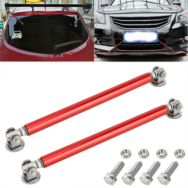 Car lip support bars, red metal two-piece set with mounting brackets and bolts