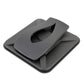 Black dashboard phone holder base with open clamp cradle for securing a phone