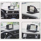 Dashboard phone holder shown in a car with mounted smartphone for navigation