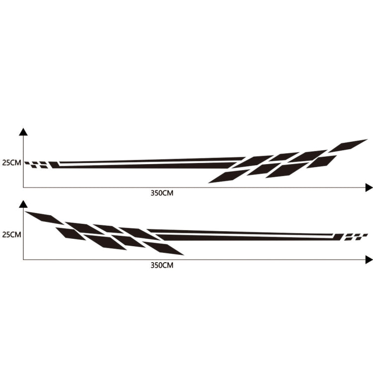 PVC car side stripe decal, black zigzag pattern, 350cm x 25cm layout