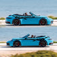 Car side stripe decal, black zigzag plaid on blue convertible