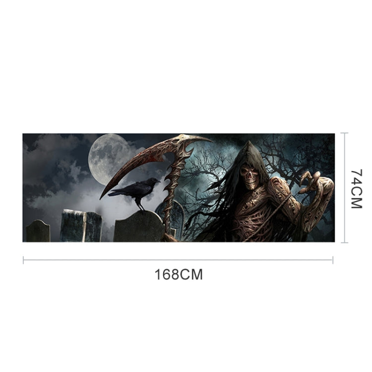 Car rear window sticker size 168 x 74 cm, grim reaper horror artwork with scythe