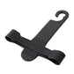Black car backseat hanger hook with ridged strap and tissue box holder clips