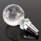 Spherical faceted crystal gear shift knob with clear cap and chrome connector
