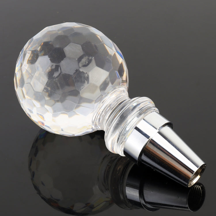 Spherical faceted crystal gear shift knob with clear cap and chrome connector