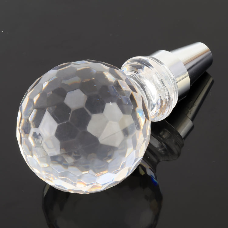 Faceted spherical crystal gear shift knob with clear base and chrome shaft