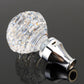 Faceted crystal gear shift knob with clear multi-edge top and chrome mounting ring