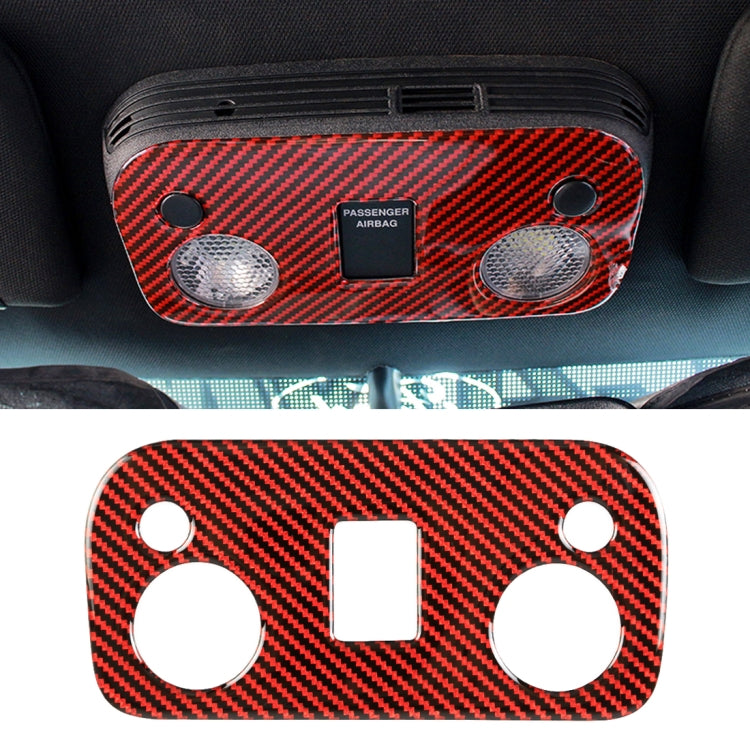 Car roof light panel sticker with red carbon-fiber pattern and round cutouts