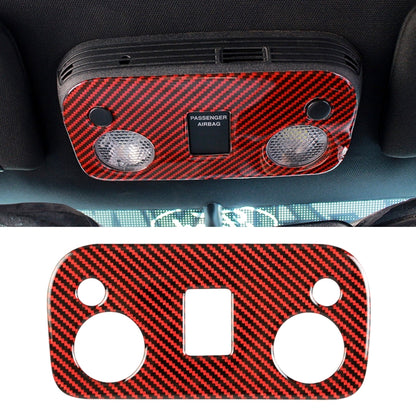Car roof light panel sticker with red carbon-fiber pattern and round cutouts