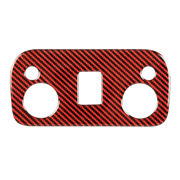 Car roof light panel sticker in red carbon-fiber with three circle and square cutouts