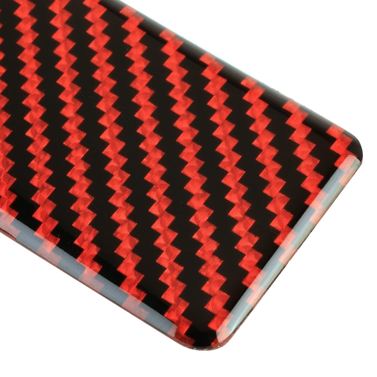 Red carbon-fiber roof light panel sticker corner with chevron weave texture