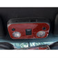 Car roof light panel sticker with red carbon-fiber texture and vent-style cutouts