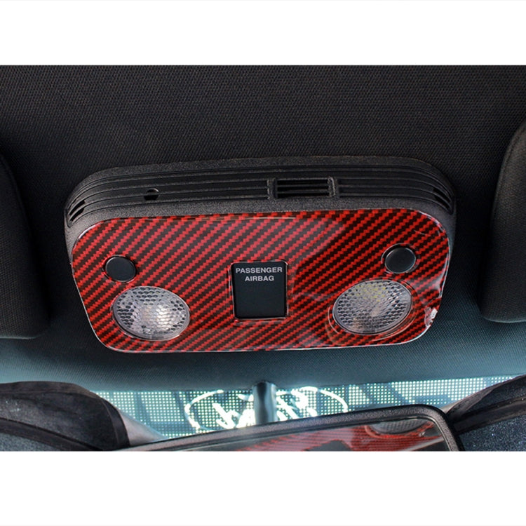 Car roof light panel sticker with red carbon-fiber texture and vent-style cutouts