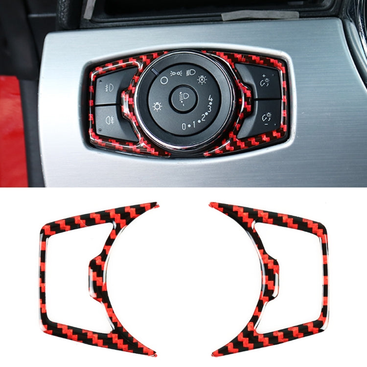 Headlight switch button frame sticker with carbon-fiber red/black trim around dial