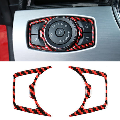 Headlight switch button frame sticker with carbon-fiber red/black trim around dial