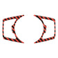 Pair of carbon-fiber style trim pieces with red zigzag edging and circular cutout