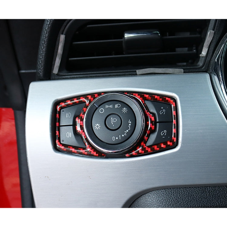 Headlight switch button frame sticker with carbon-fiber red/black ring around control dial
