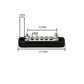 5-bit power distribution bus bar on black base with two end studs and 5 terminals