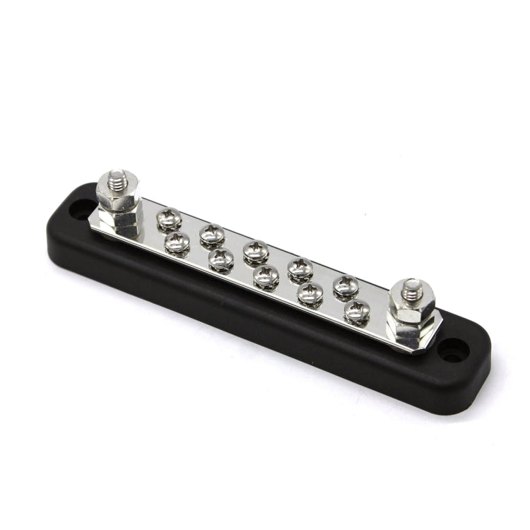 10-way power distribution bus bar with black base and ten screw terminals