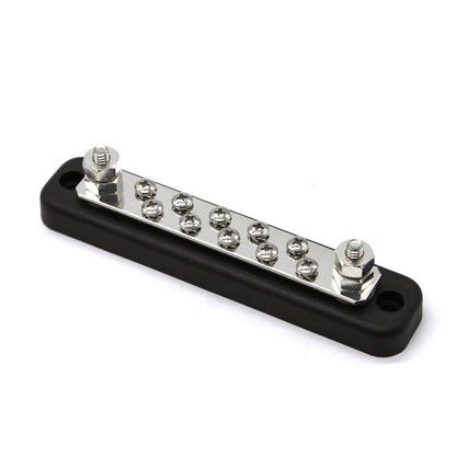 10-way power distribution bus bar with black base and ten screw terminals