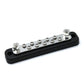 10-way power distribution bus bar, black housing with ten chrome screw posts